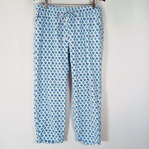 J Crew Pants Linen Cotton Blend Size 12 Block Print Floral Beach Preppy Cuffed‎